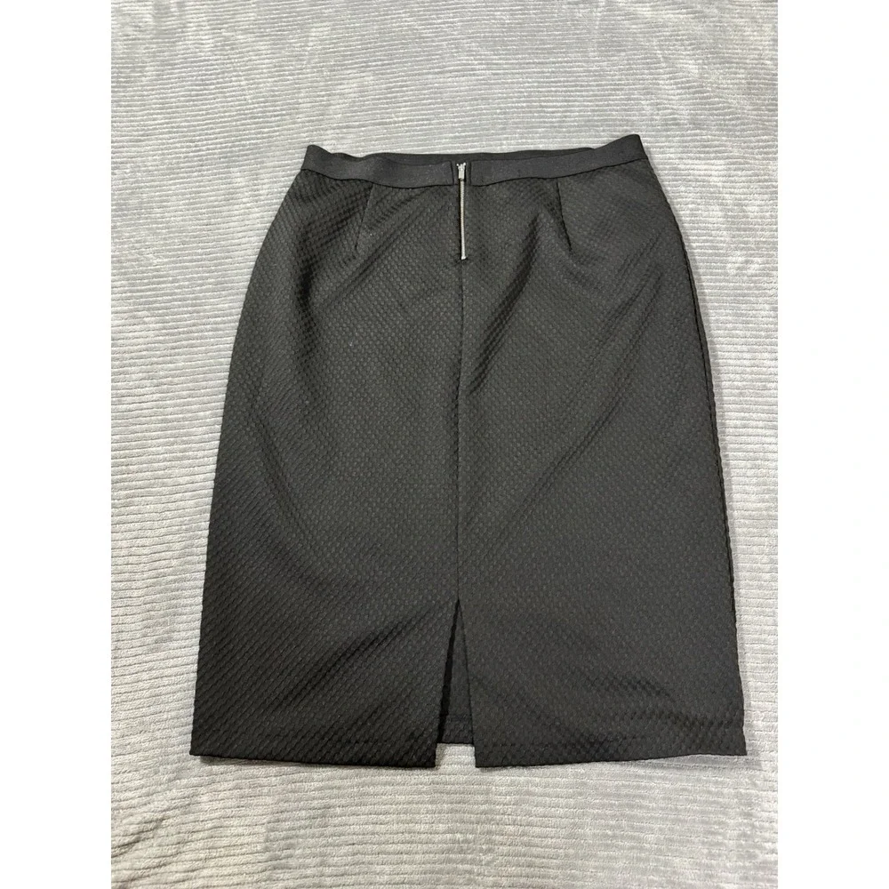 Alfani Petite Skirt Womens L Black‎ Textured Pattern Bodycon Corporate Essential